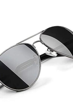 Black Jones Polarized Sunglasses For Men and Women Wayfarer UV Protection Aviator Shape Goggles Sunglass Silver and Gun-Metal (Black)-Pack of 1