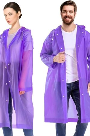 Pivalo EVA Waterproof Rain Coat Hooded Universal Outdoor Water Resistant Portable Suit for Men Women Boys & Girls (Universal Size,1 Pc Purple)