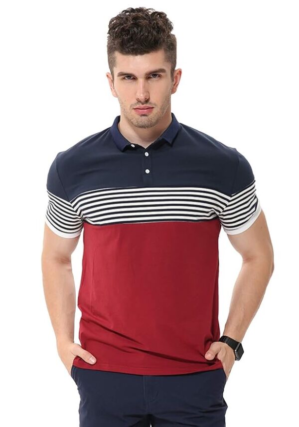 fanideaz Branded Mens Half Sleeve Cotton Striped Polo T-Shirt for Mens || Polo Tshirt for Men || Branded Tshirt for Men