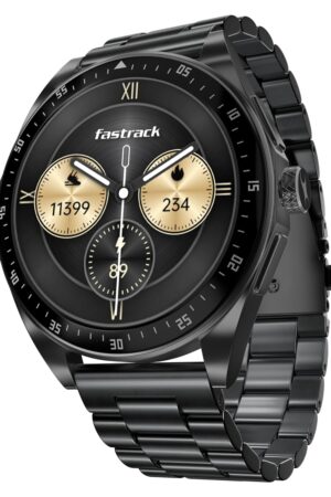 Fastrack Radiant FX1 Luxury Metal Smart Watch, 1.43” AMOLED 60Hz Display, AOD, Functional Crown, SingleSync BT Calling, AI Voice, Upto 5 Day Battery, 100+ Smartwatch Faces & Sport Modes, IP68 (Black)