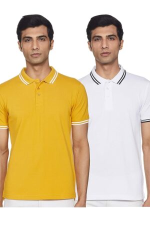 Amazon Brand - Symbol Men's Solid Cotton Rich Polo T Shirt | Classic Collar Tshirts | Half Sleeves | Plain-Regular Fit (Available in Plus Size and Combo Pack of 2)