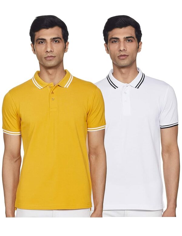 Amazon Brand - Symbol Men's Solid Cotton Rich Polo T Shirt | Classic Collar Tshirts | Half Sleeves | Plain-Regular Fit (Available in Plus Size and Combo Pack of 2)
