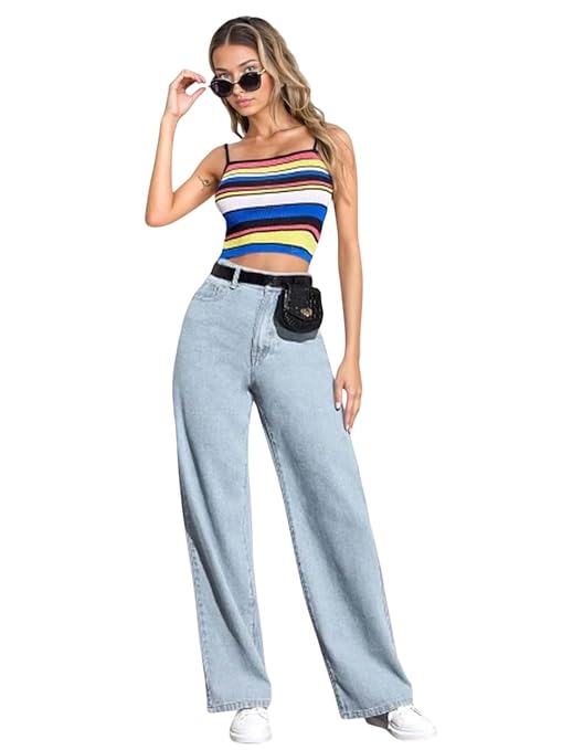 KOTTY Womens High Rise Cotton Lycra Jeans(Blue Light,28)