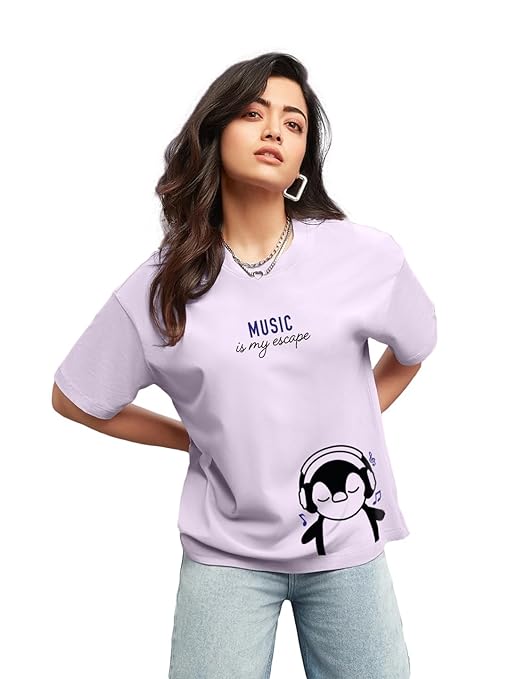 Bewakoof Women Cotton Graphic Oversized Fit T-Shirt