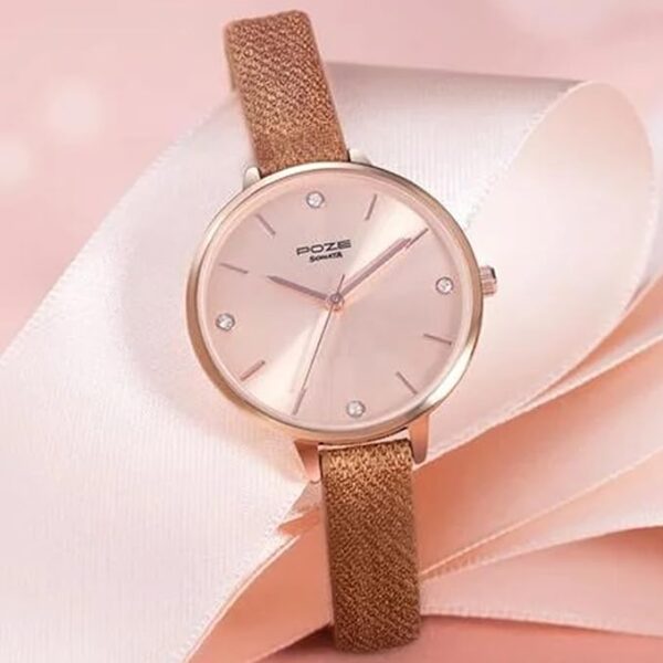 Sonata Poze Quartz Analog Rose Gold Dial Leather Strap Watch for Women - Image 3